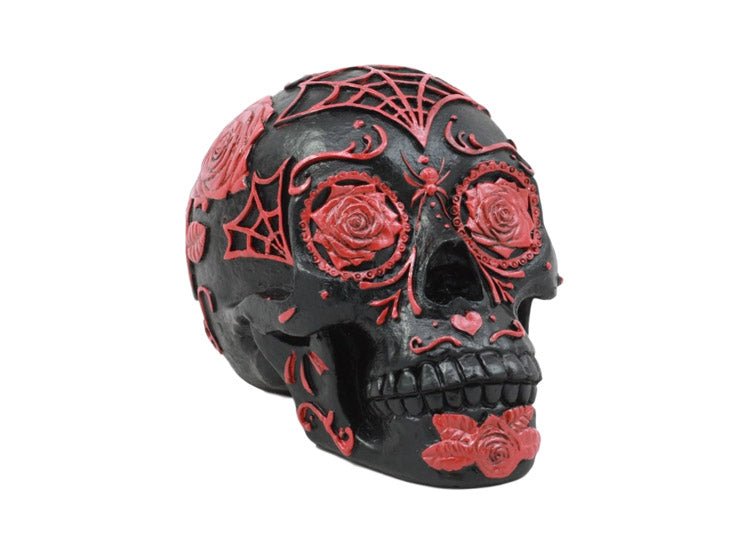 Red and Black Day of the Dead Tattooed Sugar Skull - JP's Horror