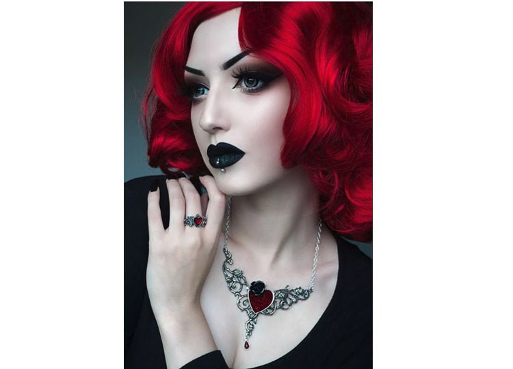 The Blood Rose Heart Pendant Necklace - JP's Horror