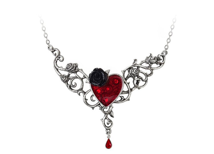The Blood Rose Heart Pendant Necklace - JP's Horror