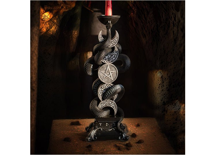 Triple Moon with Snake Candleholder - JP's Horror
