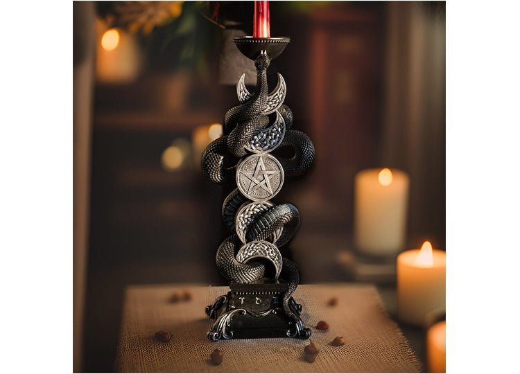 Triple Moon with Snake Candleholder - JP's Horror