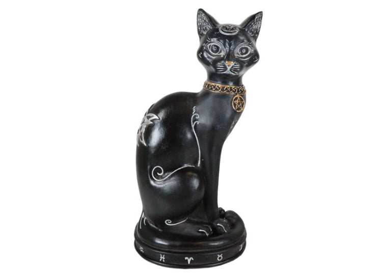 Black Cat Alchemy Symbols Statue