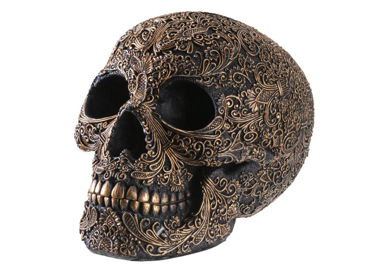 Black and Gold Carved Skull - JP's Horror