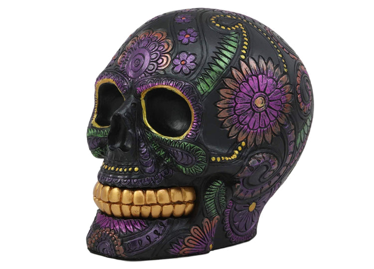 Day of the Dead Black Metallic Skull 2 - JPs Horror Collection
