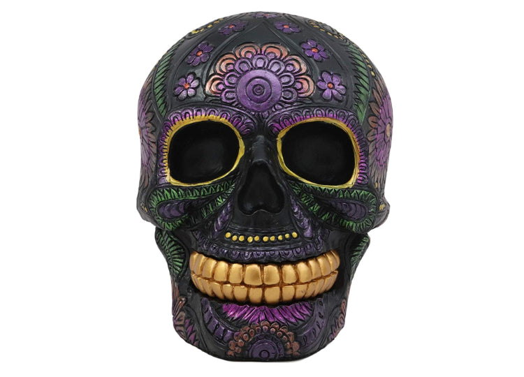 Day of the Dead Black Metallic Skull 1 - JPs Horror Collection