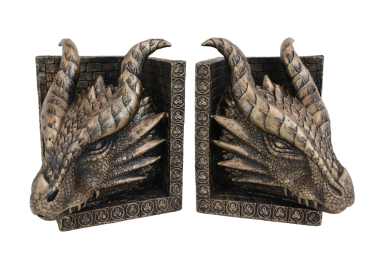 Dragon Bronze Head Bookends
