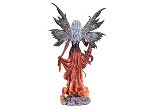 Fire Fairy with Black Dragon Statue