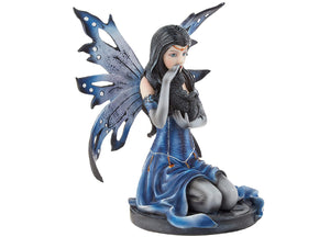 Mystical Fairy with Black Cat Statue