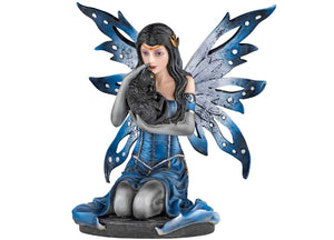 Mystical Fairy with Black Cat Statue