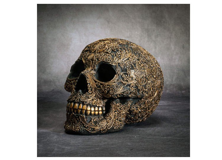 Black and Gold Carved Skull - JP's Horror