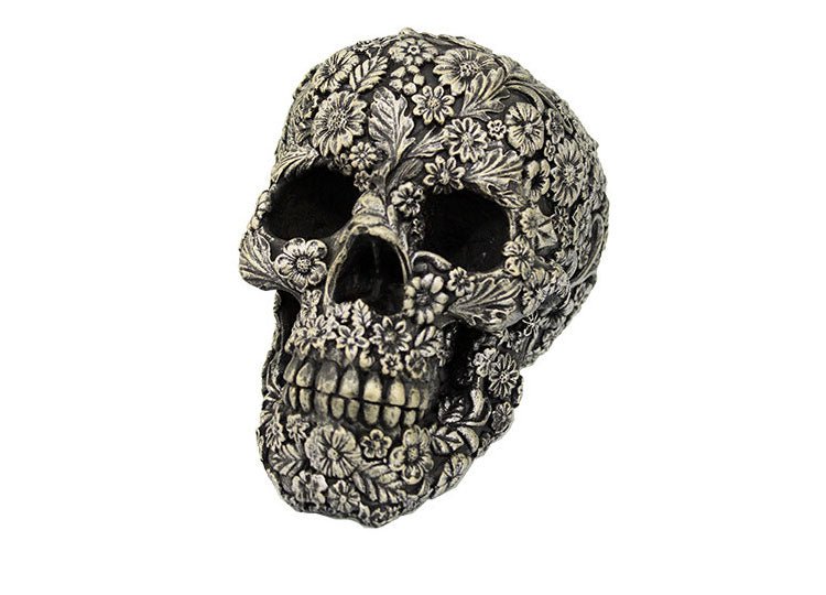 Black and Gold Floral Skull - JP's Horror