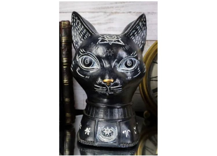 Black Cat Alchemy Symbols Head - JP's Horror