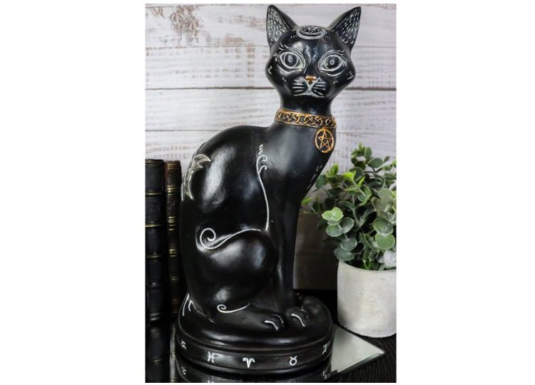 Black Cat Alchemy Symbols Statue - JP's Horror