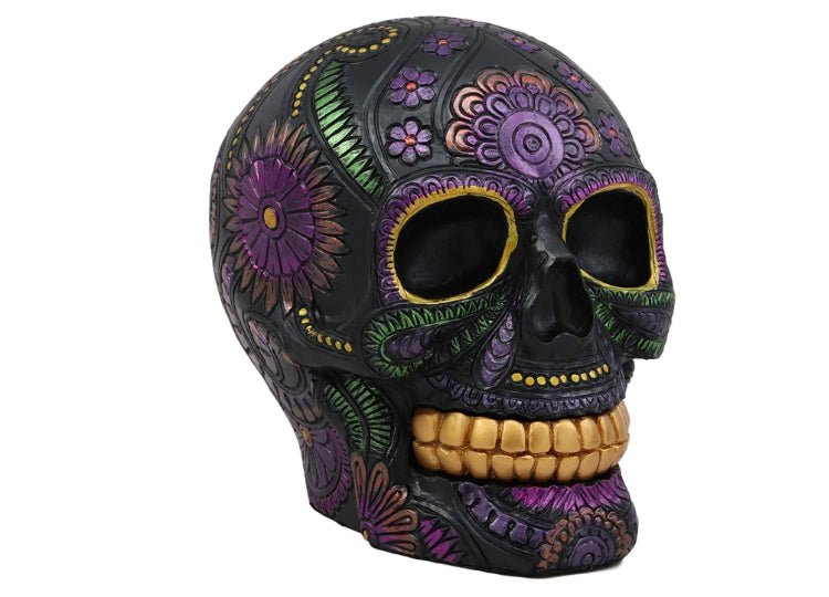 Day of the Dead Black Metallic Skull - JP's Horror