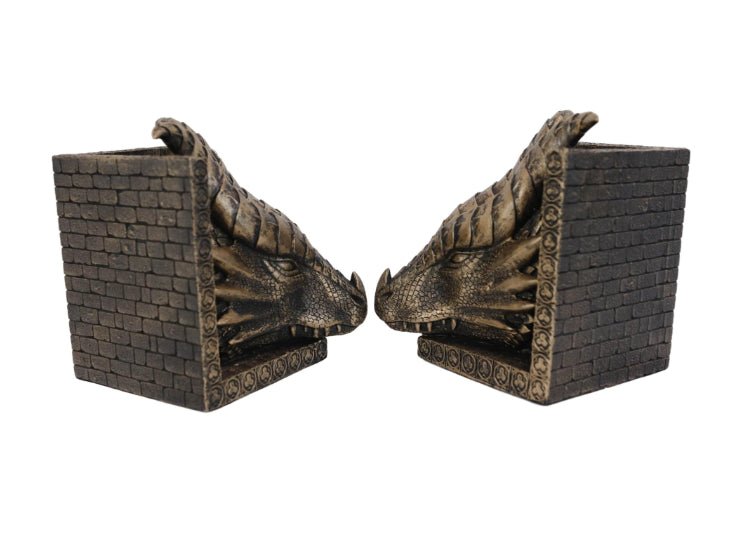 Dragon Bronze Head Bookends - JP's Horror