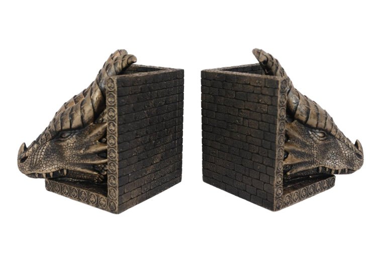 Dragon Bronze Head Bookends - JP's Horror
