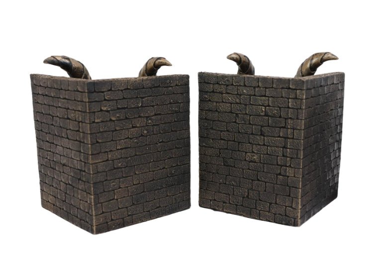 Dragon Bronze Head Bookends - JP's Horror