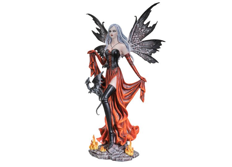 Fire Fairy with Black Dragon Statue - JP's Horror