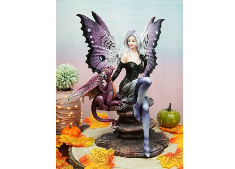 Purple Fairy with Dragon Statue - JP's Horror